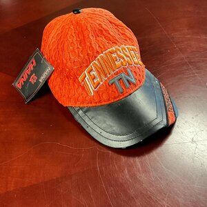 VTG Tennessee TN Vols Mesh Leather Hat Orange Black Trucker Cap Y2K Streetwear